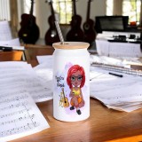 Tazza bicchiere con cannuccia, con avatar maestra e nomi bambini