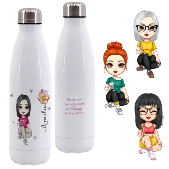 copy of Regalo per la maestra, borraccia termica personalizzata con avatar, nomi bambini e design elegante