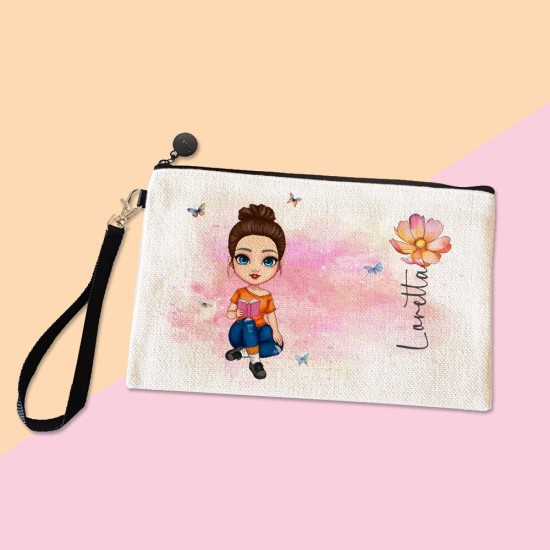 Pochette avatar ragazza donna personalizzato nome, idea regalo  amica, sorella, collega, mamma