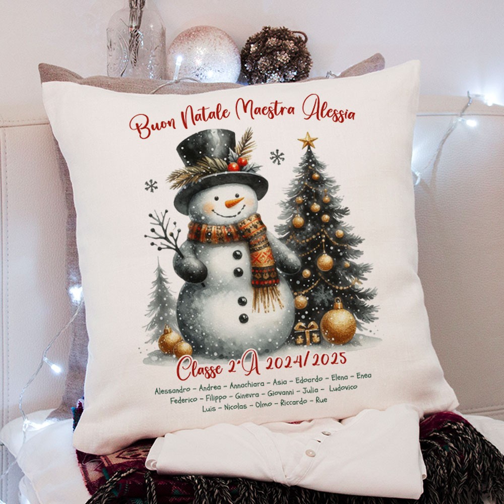Idea regalo personalizzato di Natale per maestra cuscino da divano personalizzato