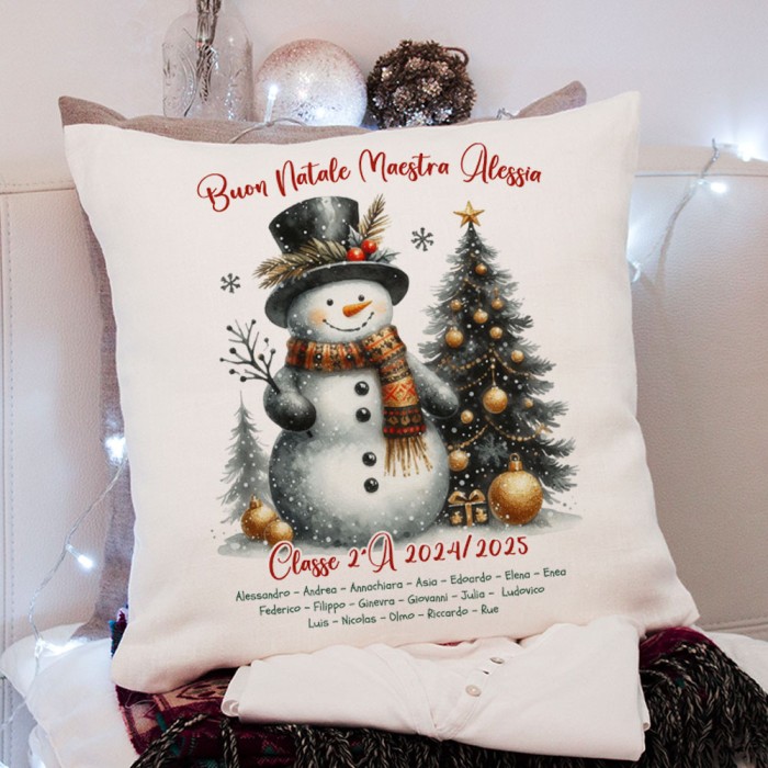 Idea regalo personalizzato di Natale per maestra cuscino da divano personalizzato
