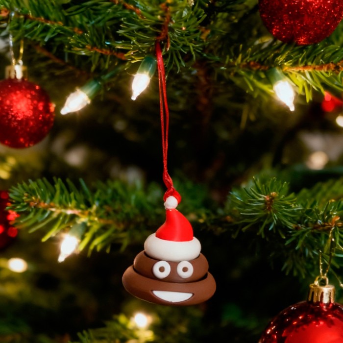 Addobbo albero di Natale divertente ironico originale cacca di Natale