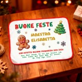 Idea regalo Natale per maestra asilo o scuola elementare, tovaglietta personalizzata