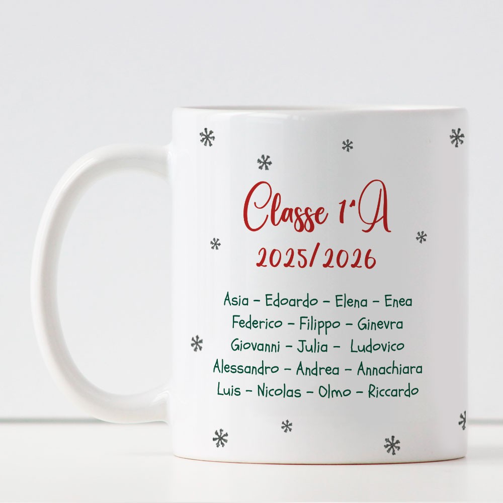 Tazza Natalizia Personalizzata – Idea Regalo di Natale Maestra con Nomi Bambini