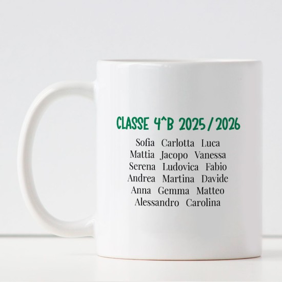 Regalo di Natale per la maestra, tazza con matite, nome maestra e nomi bambini
