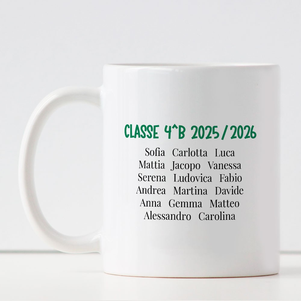 Regalo di Natale per la maestra, tazza con matite, nome maestra e nomi bambini