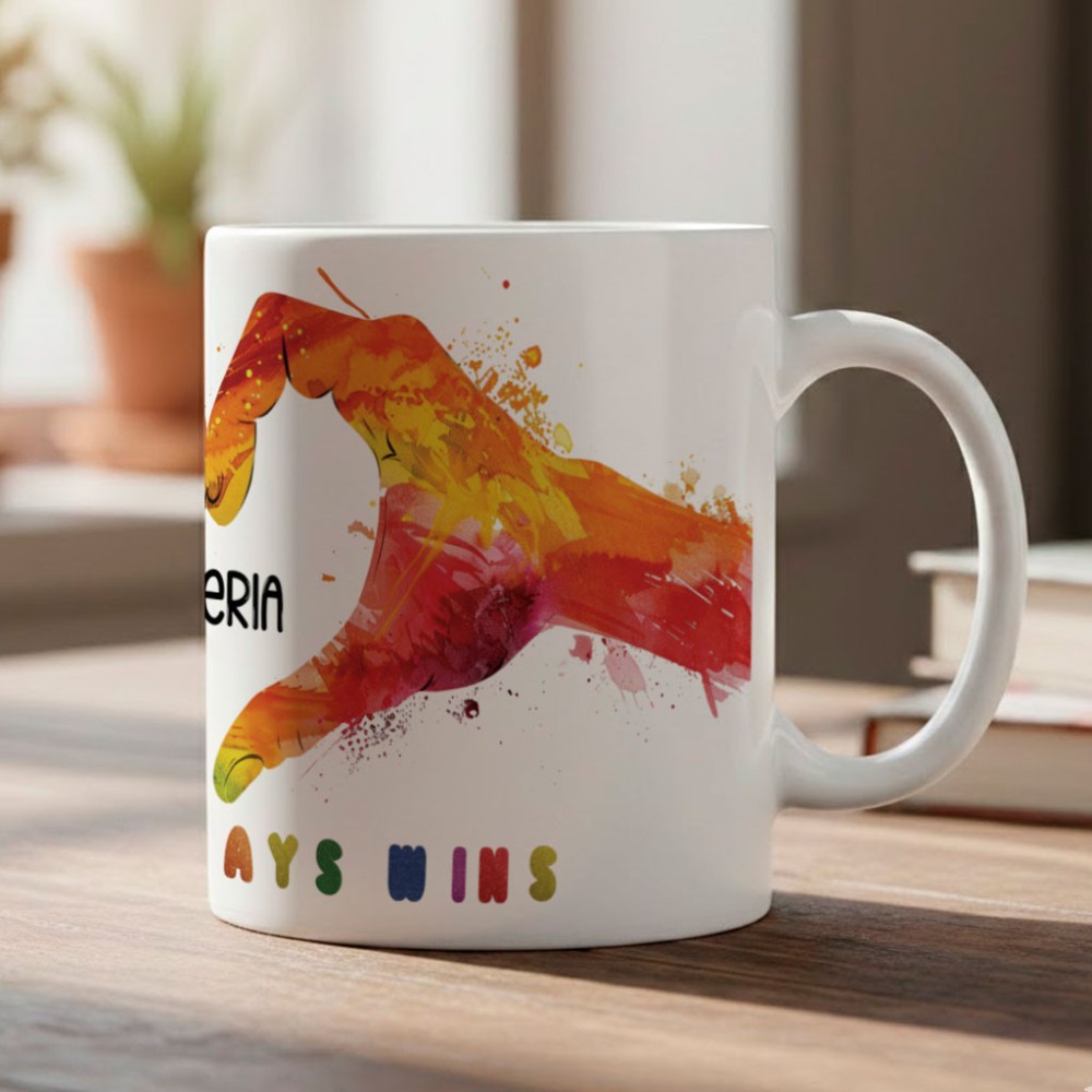 Tazza arcobaleno idea regalo LGBT in Ceramica “Love Always Wins”