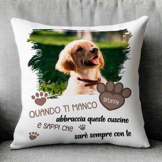 Cuscino con la foto e nome cane "Abbraccia questo cuscino"