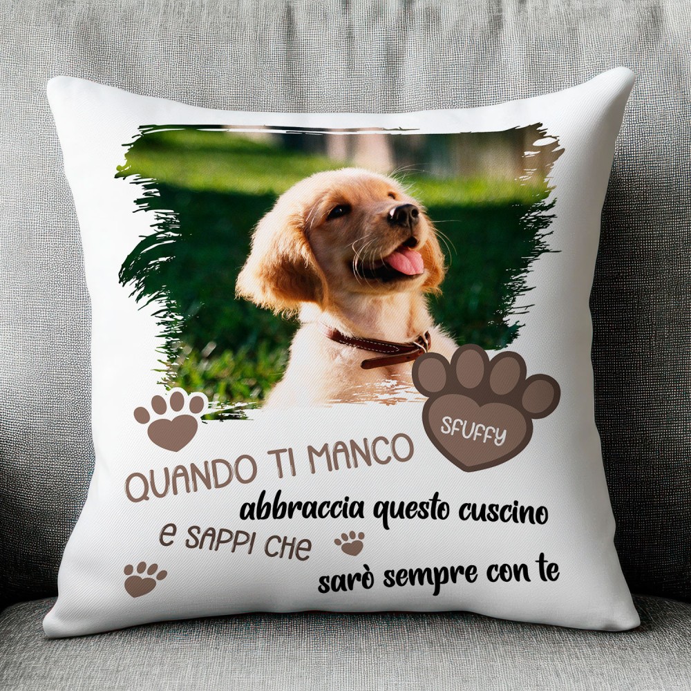 Cuscino con la foto e nome cane "Abbraccia questo cuscino"