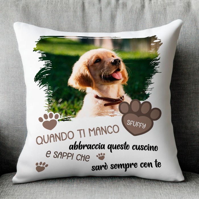 Cuscino con la foto e nome cane "Abbraccia questo cuscino"