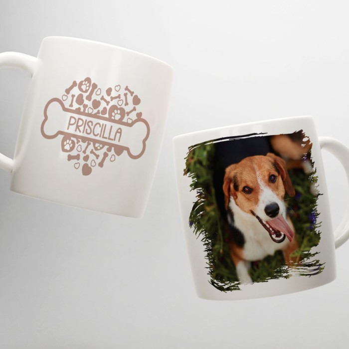 Tazza Personalizzata con Foto del tuo Cane e Nome sul Retro