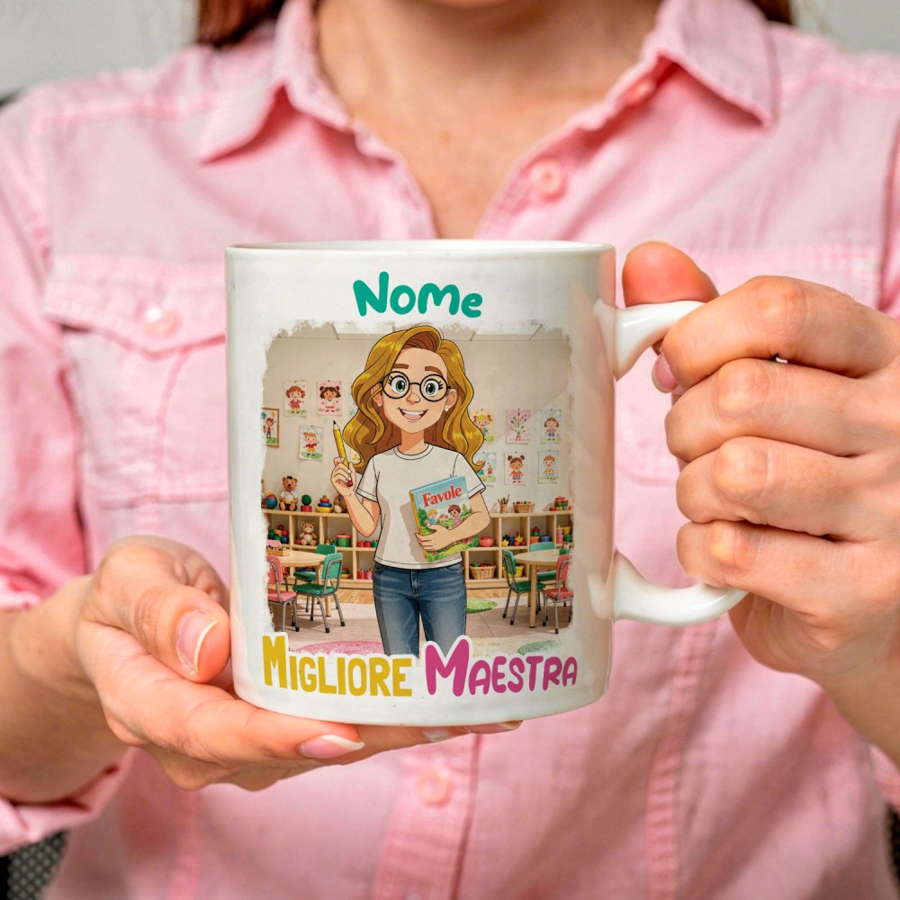 Tazza personalizzata per maestra con avatar e nome