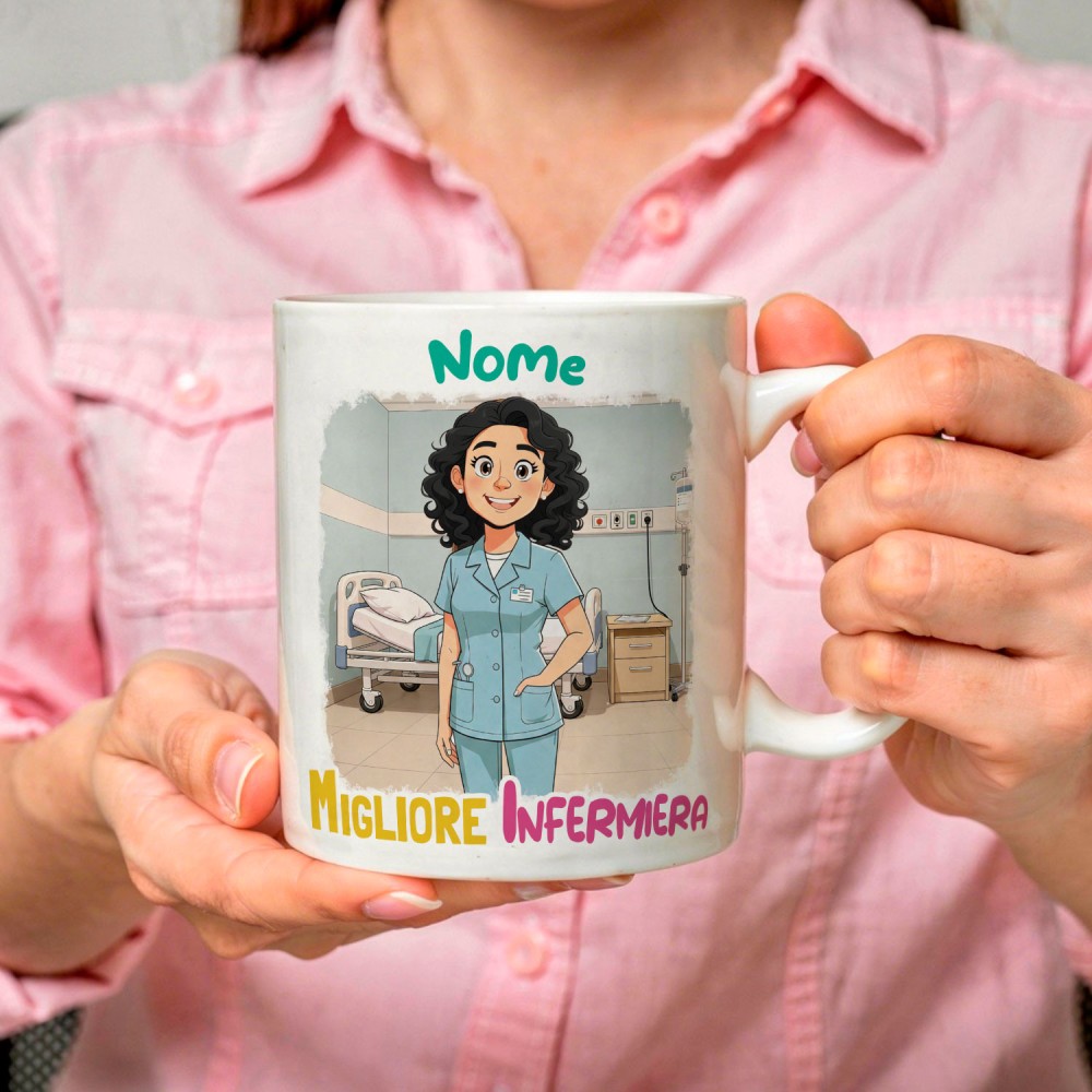 Tazza personalizzata per infermiera con avatar e nome