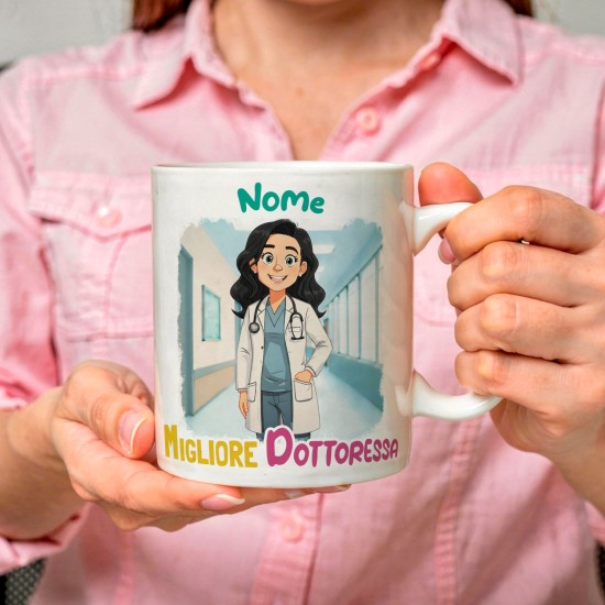 Tazza Personalizzata Dottoressa con Avatar – Regalo per Amica o Collega con Nome e Dedica