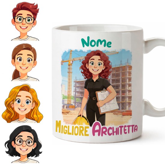 Tazza Personalizzata mestiere Architetta con Avatar – Regalo per Amica o Collega con Nome e Dedica