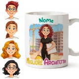 Tazza Personalizzata mestiere Architetta con Avatar – Regalo per Amica o Collega con Nome e Dedica