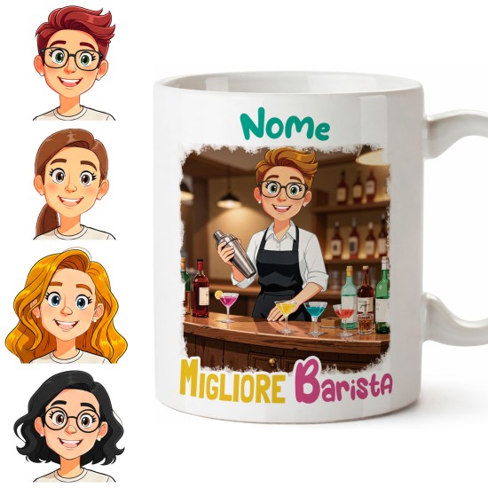 Tazza Personalizzata mestiere barista con Avatar – Regalo per Amica o Collega con Nome e Dedica