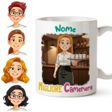 Tazza Personalizzata mestiere cameriera con Avatar – Regalo per Amica o Collega con Nome e Dedica