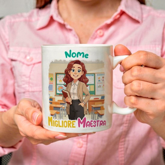 Tazza personalizzata per maestra o professoressa con avatar e nome