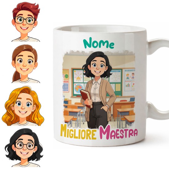Tazza personalizzata per maestra o professoressa con avatar e nome