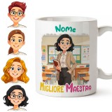 Tazza personalizzata per maestra o professoressa con avatar e nome