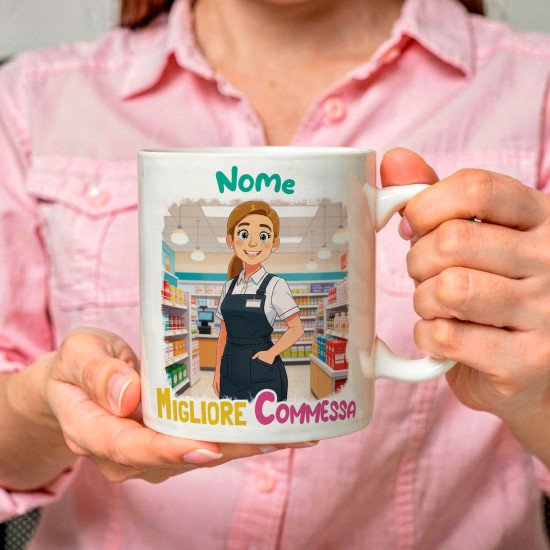 Tazza Commessa Personalizzata con Avatar e Nome – Idea Regalo Originale