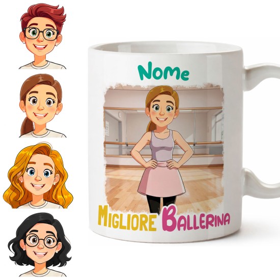 Tazza migliore Insegnante di Danza o Ballerina Personalizzata con Avatar e Nome – Idea Regalo Originale