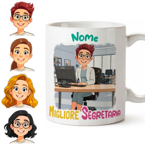 Tazza Segretaria o Impiegata Personalizzata con Avatar e Nome – Idea Regalo Ufficio