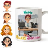 Tazza Segretaria o Impiegata Personalizzata con Avatar e Nome – Idea Regalo Ufficio