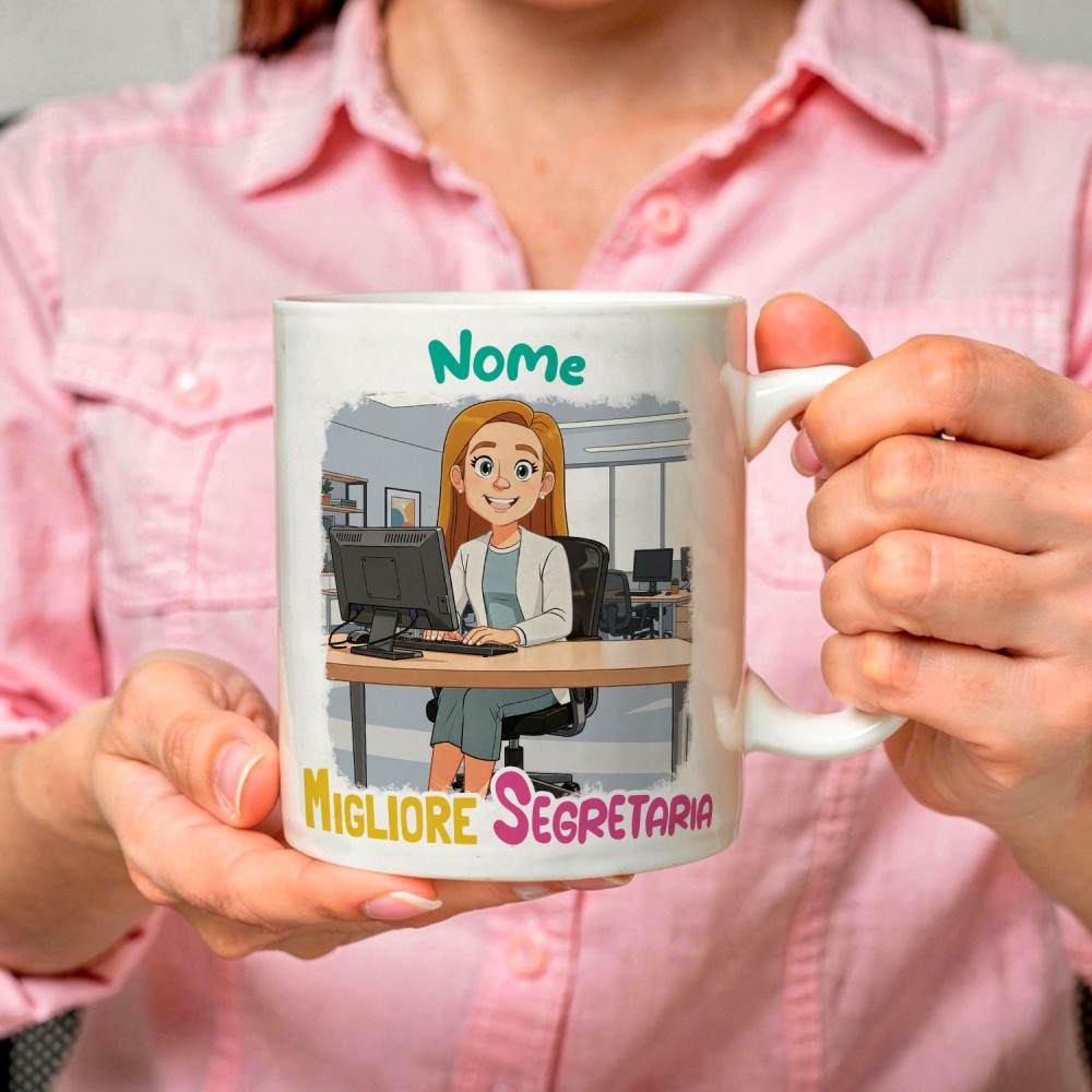Tazza Segretaria o Impiegata Personalizzata con Avatar e Nome – Idea Regalo Ufficio