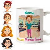 Tazza Donna Personal Trainer, Istrutrice palestra, sportiva, Personalizzata con Avatar e Nome – Idea Regalo Fitness
