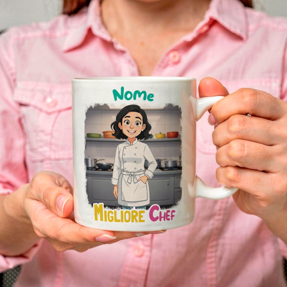 Tazza Cuoca Chef Personalizzata con Avatar e Nome – Idea Regalo Originale