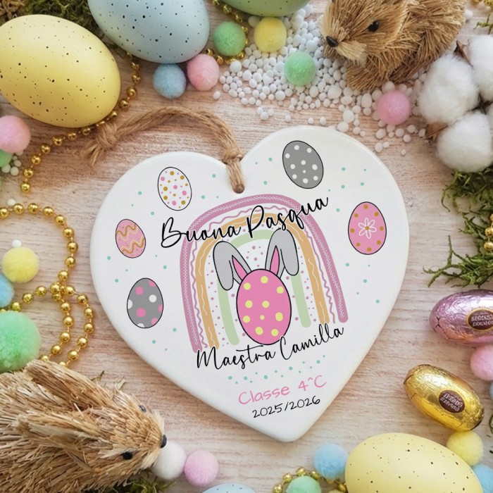 Regalo di Pasqua per la maestra dalla classe Cuore in ceramica personalizzato