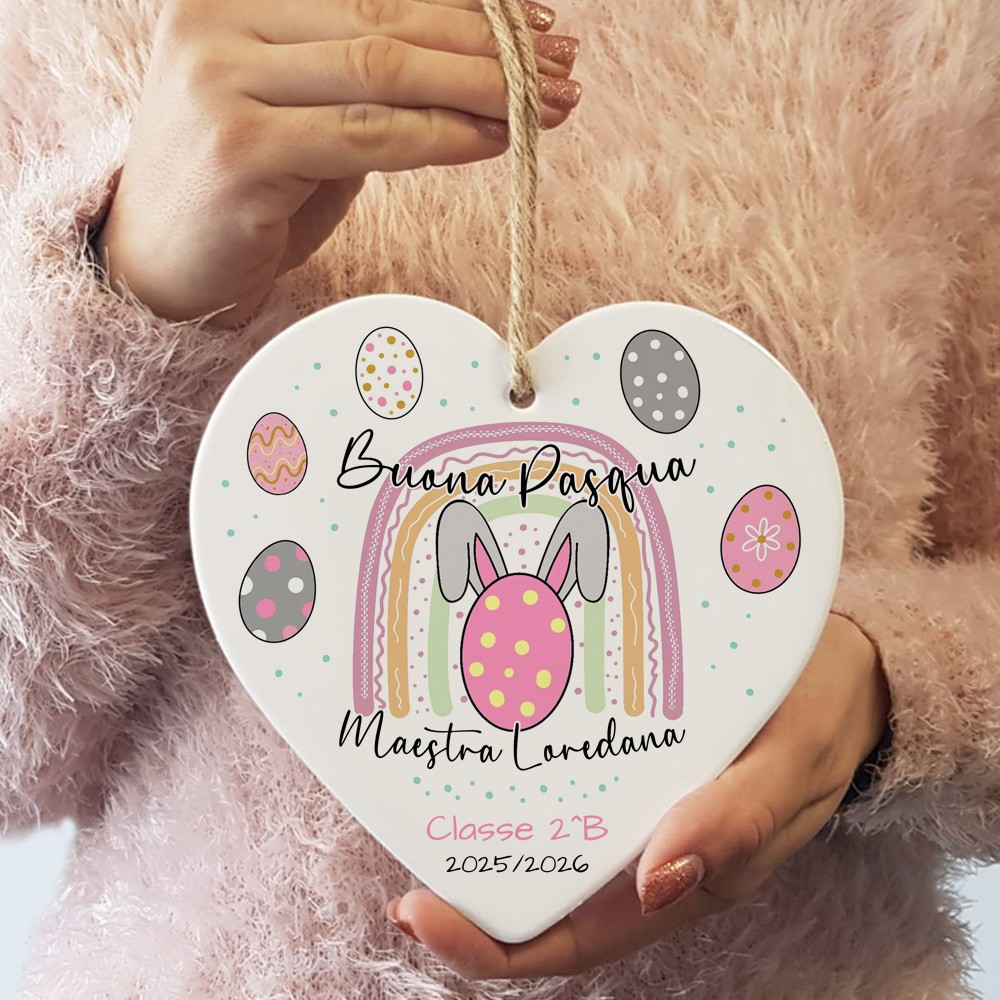 Regalo di Pasqua per la maestra dalla classe Cuore in ceramica personalizzato