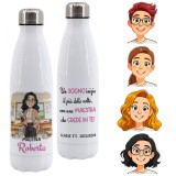 Borraccia per maestra Termica Personalizzata con Avatar e Frase Motivazionale